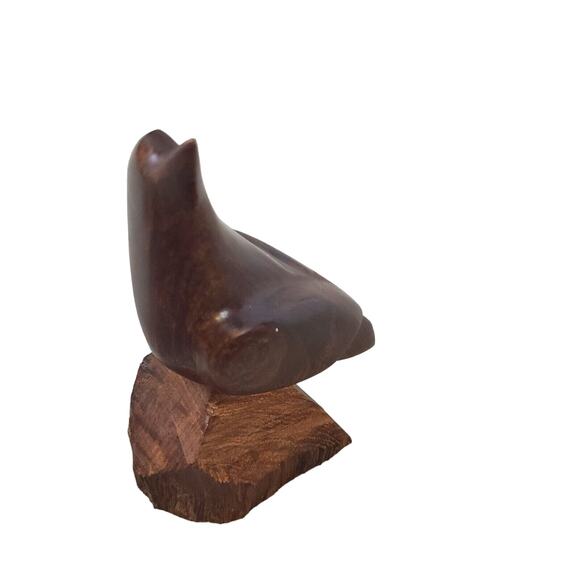 Vintage Hand Carved Wood Bird Sitting Sculpture Figurine Adults Brown Home Decor - Picture 4 of 7